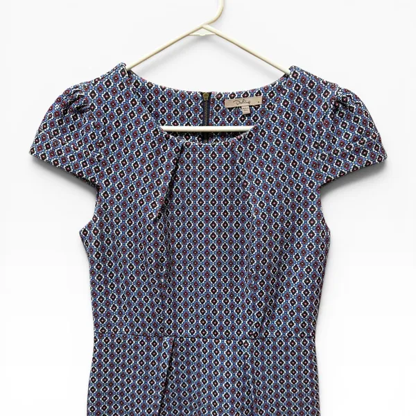 Darling Geometric Diamond Print Sheath Dress Womens‎ Small Blue Red Excellent - Image 2