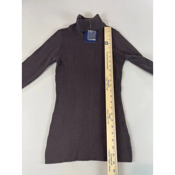 Basic Editions Top Size S Brown Cotton Ribbed Turtleneck Stretch Knit NWT - Image 3