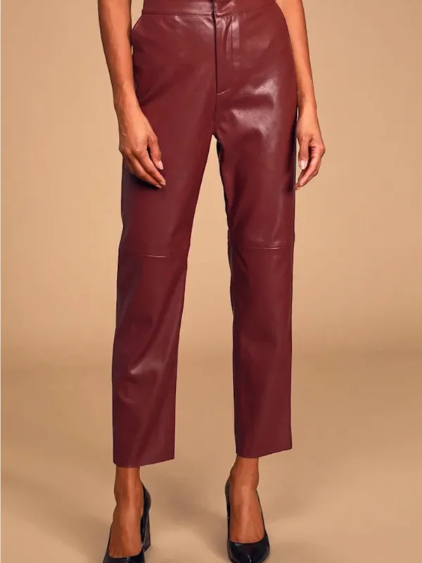 Lulu's Wine Straight-Leg Faux Leather Pants - Image 2