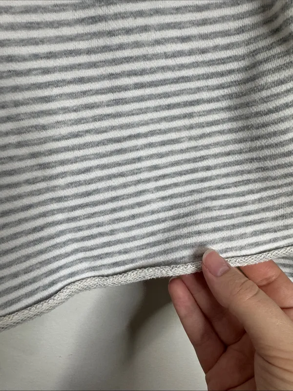 Abercrombie & Fitch Gray White Fine Striped Crewneck Sweatshirt Lace up back S - Image 5