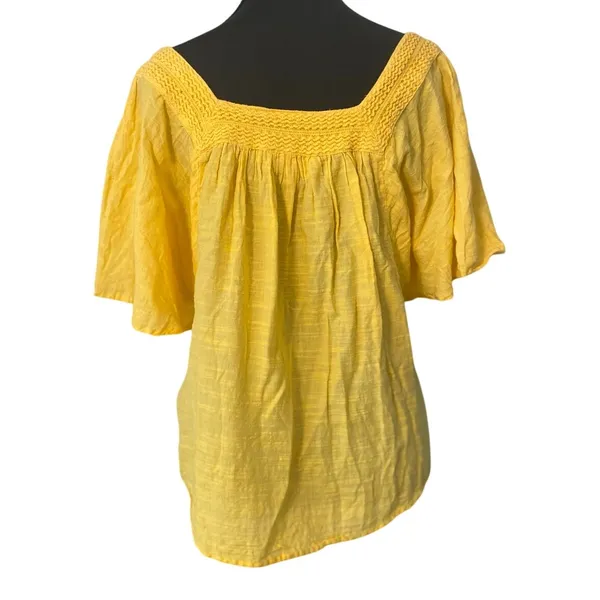 Philosophy Republic Clothing Yellow Square Neck Peasant Top L Cottagecore‎ Boho - Image 3