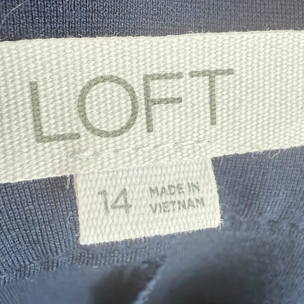 LOFT Womens Palmer Wide Leg Trouser Pants Navy Ponte Size 14 Nautical Preppy - Image 2