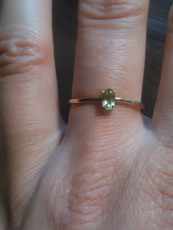 Peridot Oval Solitaire 14K Yellow Gold Over Sterling Silver Ring (Size 9) - Image 10