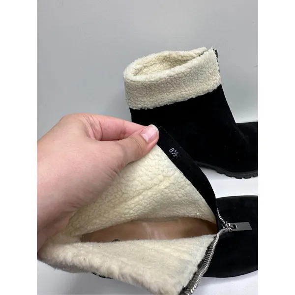 Bella Vita Cable Lug Black Booties Faux‎ Shearling Size 8.5 New - Image 9