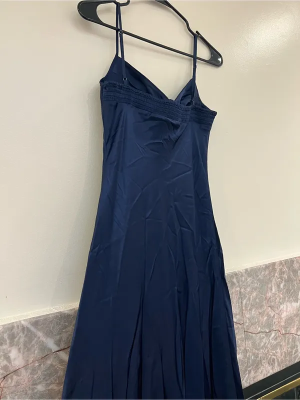 Reformation Neva Silk Dress Navy Size 8 - Image 8