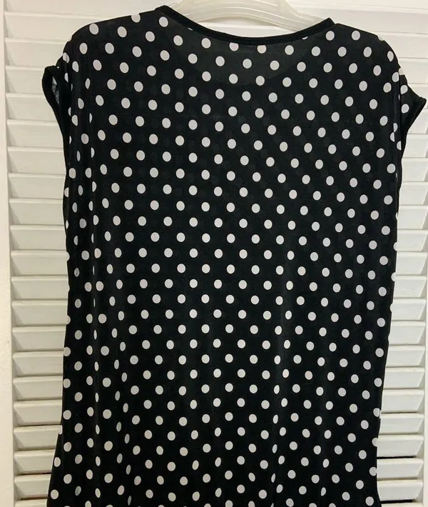 L/XL Black polka dot cotton tie up blouse - Image 4