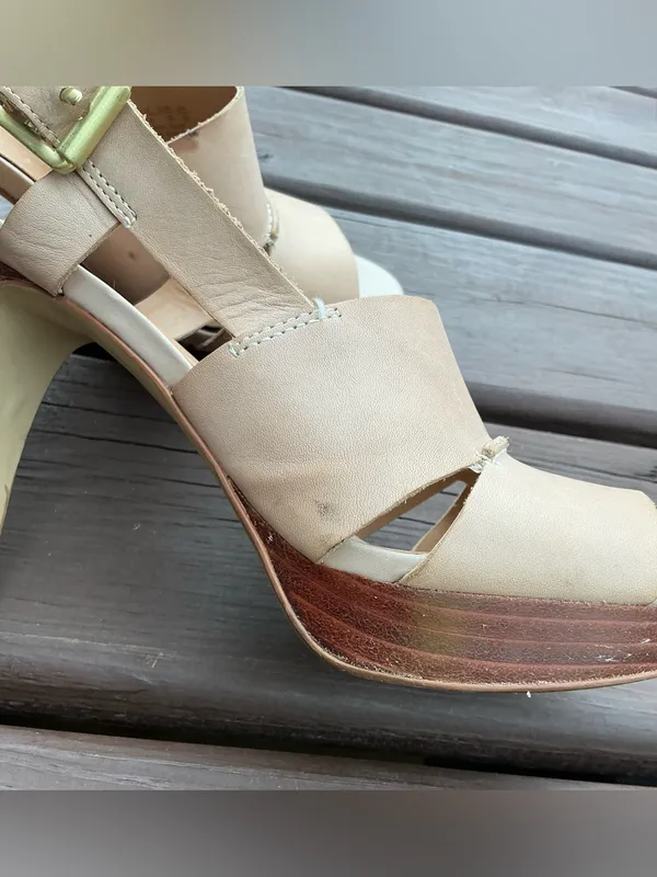 Franco Sarto Neutral Beige Open-Toe Slingback Heels🌷🌷 - Image 4
