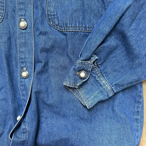 Vintage Green Field Western Decorative‎ Denim Shirt - Image 7