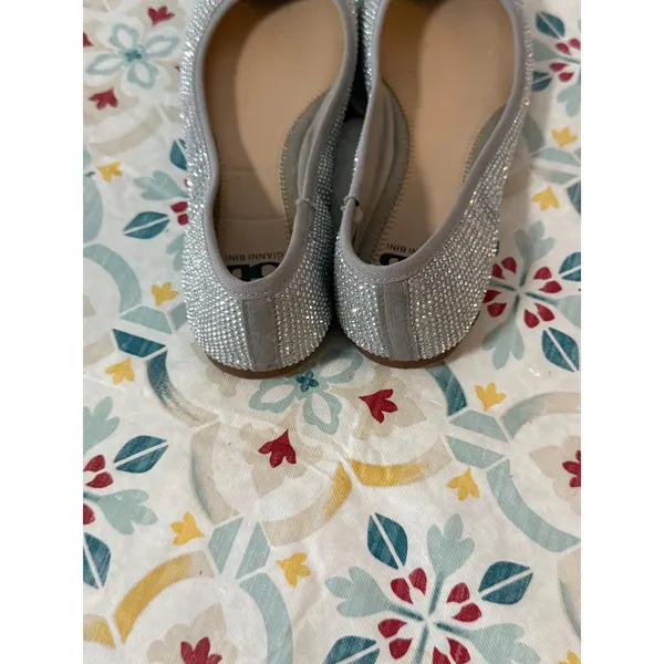 Gianni Bini Womens Silver‎ Rhinestone Ballet Flats Grey Sparkly Slip On Shoes 8M - Image 6