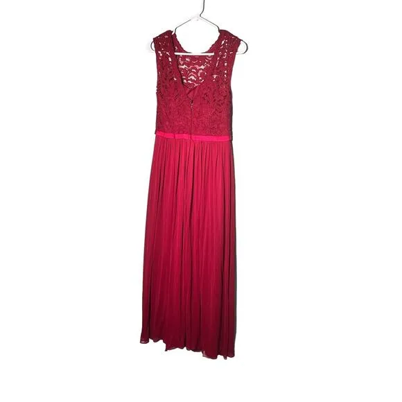 Davids Bridal Lace Bodice Maxi Dress Apple‎ Red Formal Bridesmaid Size 6 HOCO - Image 6