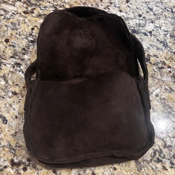 Vintage Abercrombie Chocolate Brown Suede‎ Shoulder Hobo Bag Tasseled 9x6x2.5 in - Image 6