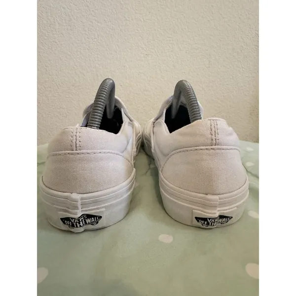 Vans Classic Slip-On Womens White Canvas Sneakers US 7.5 EU 38 Round Toe - Image 9