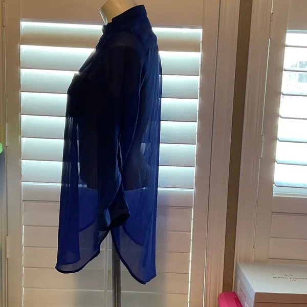 I.N. San Francisco Royal Blue Sheer Blouse - Image 5