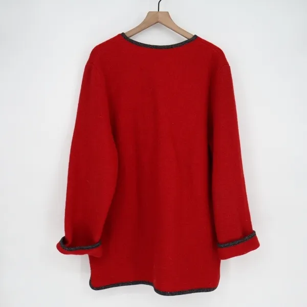 L.L.Bean Cardigan Sweater Womens Large Red Knit Pockets Round Neck Long‎ Sleeve - Image 4