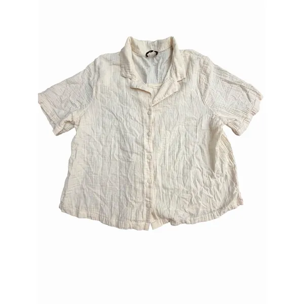 Quince Shirt Womens Large Gauze Button Collared Blouse 100% Cotton #FF9-3 - Image 2