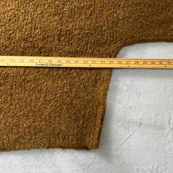 J.Crew Women M Caramel Brown‎ Bouclé Yarn Knit Sweater Mock Neck Long Sleeve - Image 6
