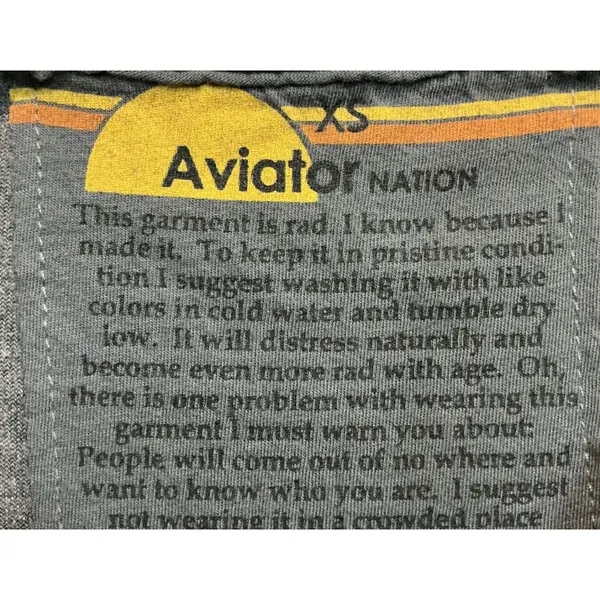 Aviator Nation Classic‎ Grey Velvet Rainbow Stripe Sweatshirt XS Crewneck - Image 3
