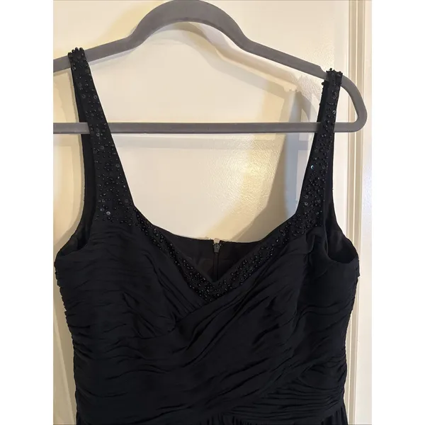 Vintage Jones New York 100% Silk Black Beaded Slip Dress Size 14 Whimsigoth - Image 2