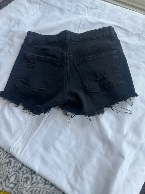 Almost Famous Black Distressed Frayed Denim Shorts - Image 2