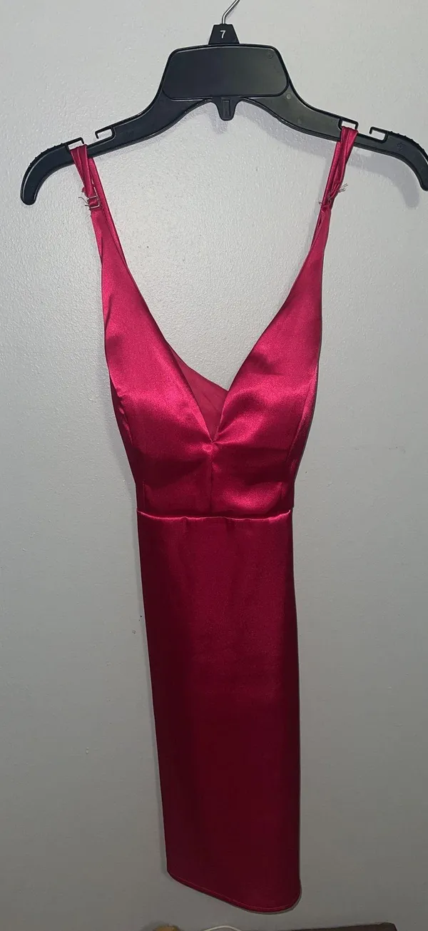 Dillard's Pink Satin Semi-Formal Dress - Image 3