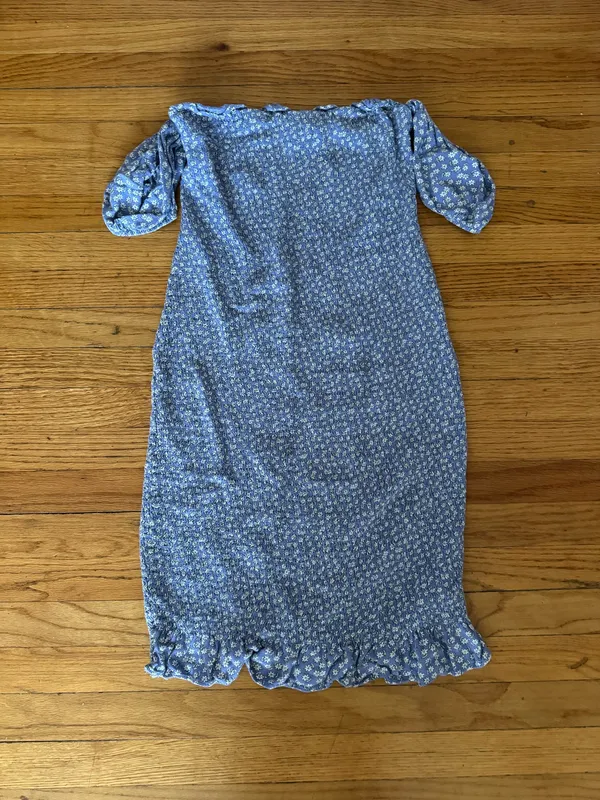 Abercrombie & Fitch Blue floral Shirred Smocked Dress - Image 2
