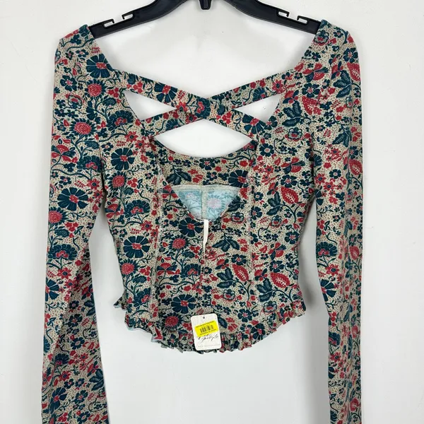Free People Melanie Long Sleeve Top Floral Cotton Cottagecore Romantic Small NWT - Image 8