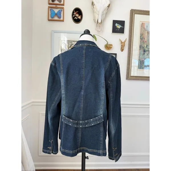 Lanie New York Women's Denim Rhinestone Blazer XL - Image 6