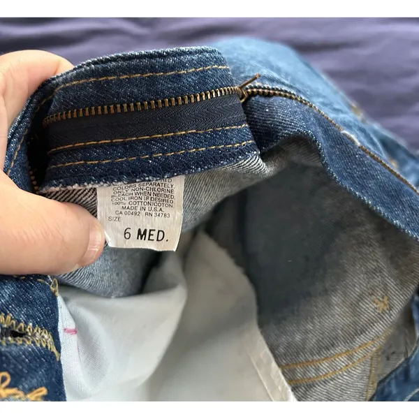 Vintage Lee High Waisted Straight Leg Jeans Medium Wash Raw Hem Size 6 Med USA - Image 8