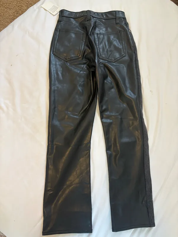 Abercrombie & Fitch Black Two-Tone Leather Straight Jeans - Image 4