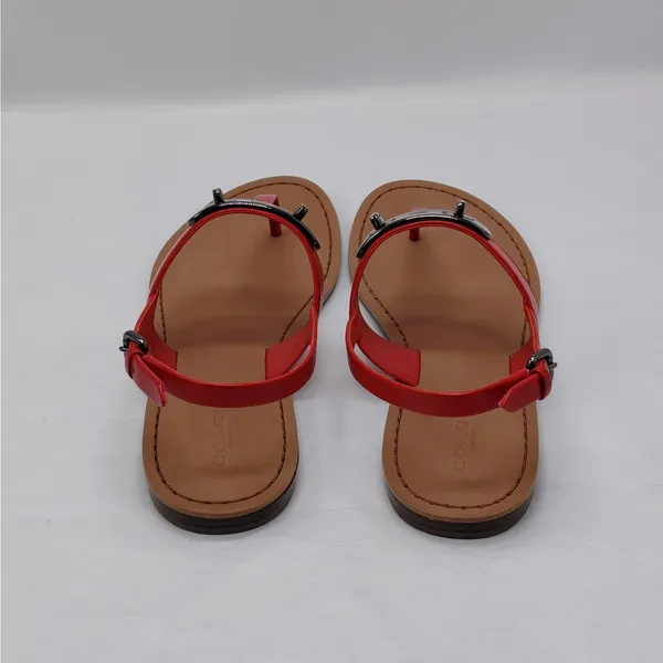 Coach Womens Gracie Thong Sandals Size 6.5 Red Leather Flats Quiet Luxury Resort - Image 9