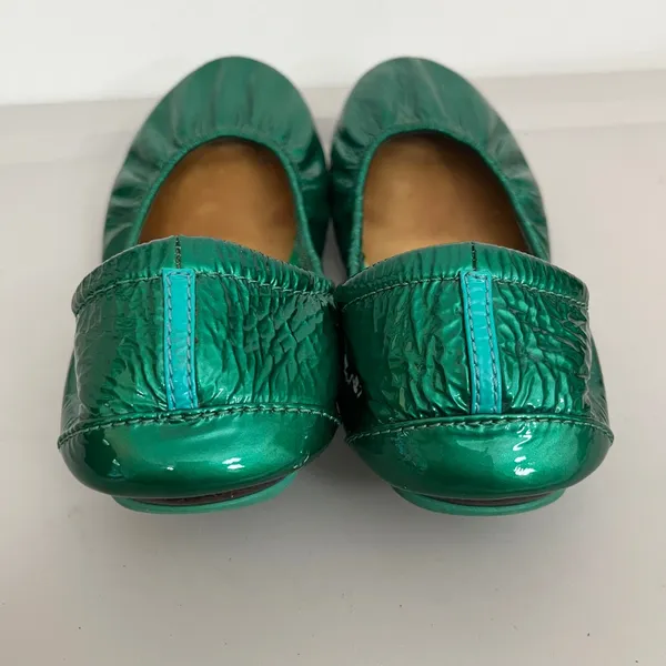 Tieks Ballet Flats 9 Emerald Green Patent Leather Foldable Classic Travel Career - Image 3