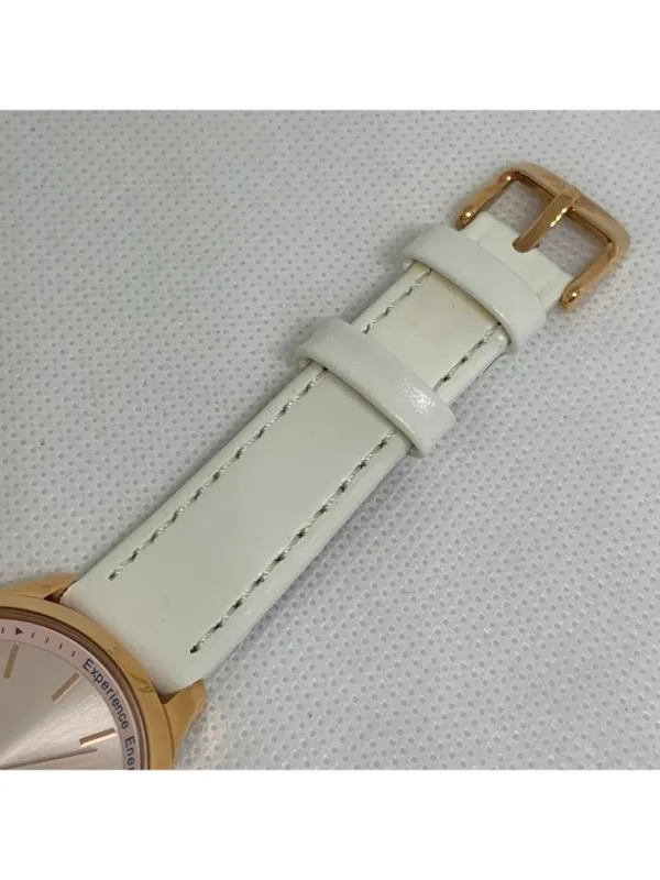 Titan Women’s Watch Rose Gold Face Color Date 35mm quartz white leather running - Image 4