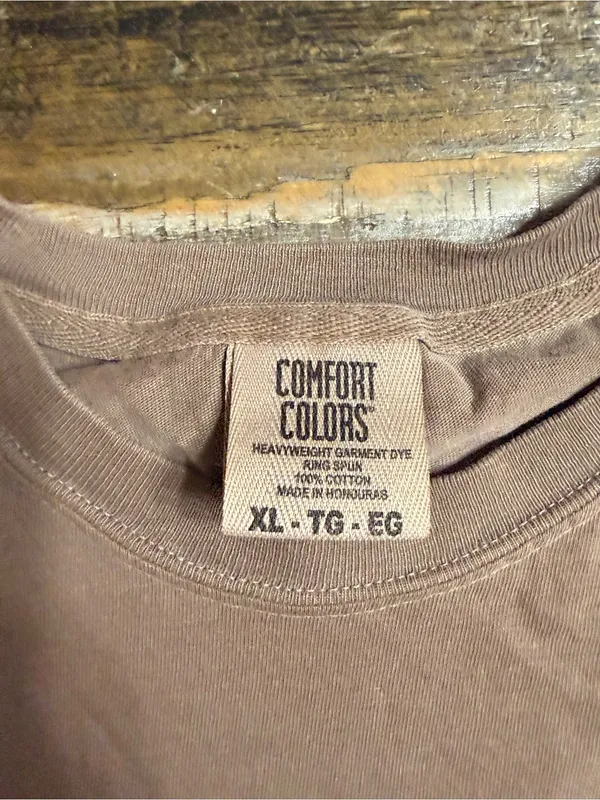 Comfort Colors Espresso Short Sleeve Tee with Checker & Leopard Smiley - Image 2