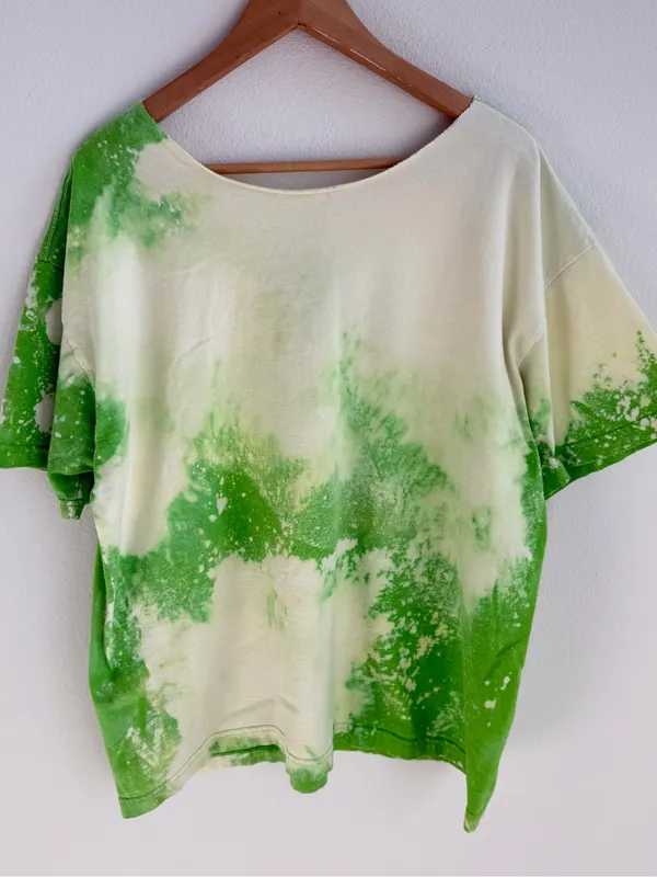 Bleached grunge off the shoulder tee Green Size XL - Image 9