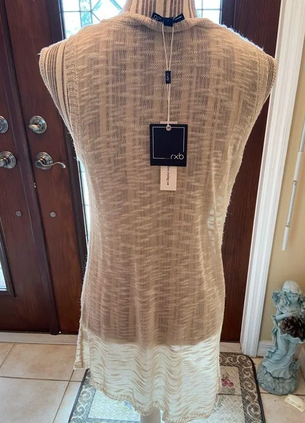 RXB sleeveless cream color sheer top size large - Image 3