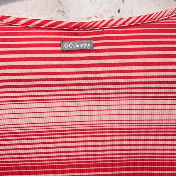 Columbia anytime casual striped tunic Omni wick large cinched sides V-neck pink - Image 7