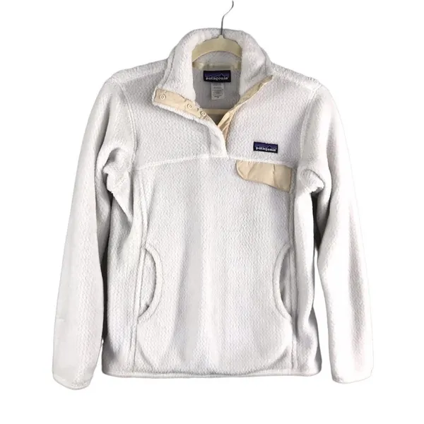 PATAGONIA Polartec Fleece Snap-T Pullover Women XS Cream Gorpcore Outdoor Casual - Image 3