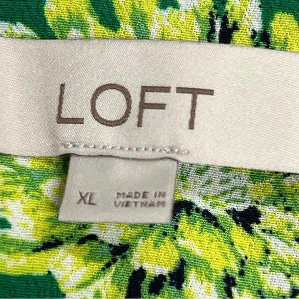 LOFT xl Green Floral Blouse women’s ruffle lightweight long sleeve casual top - Image 2