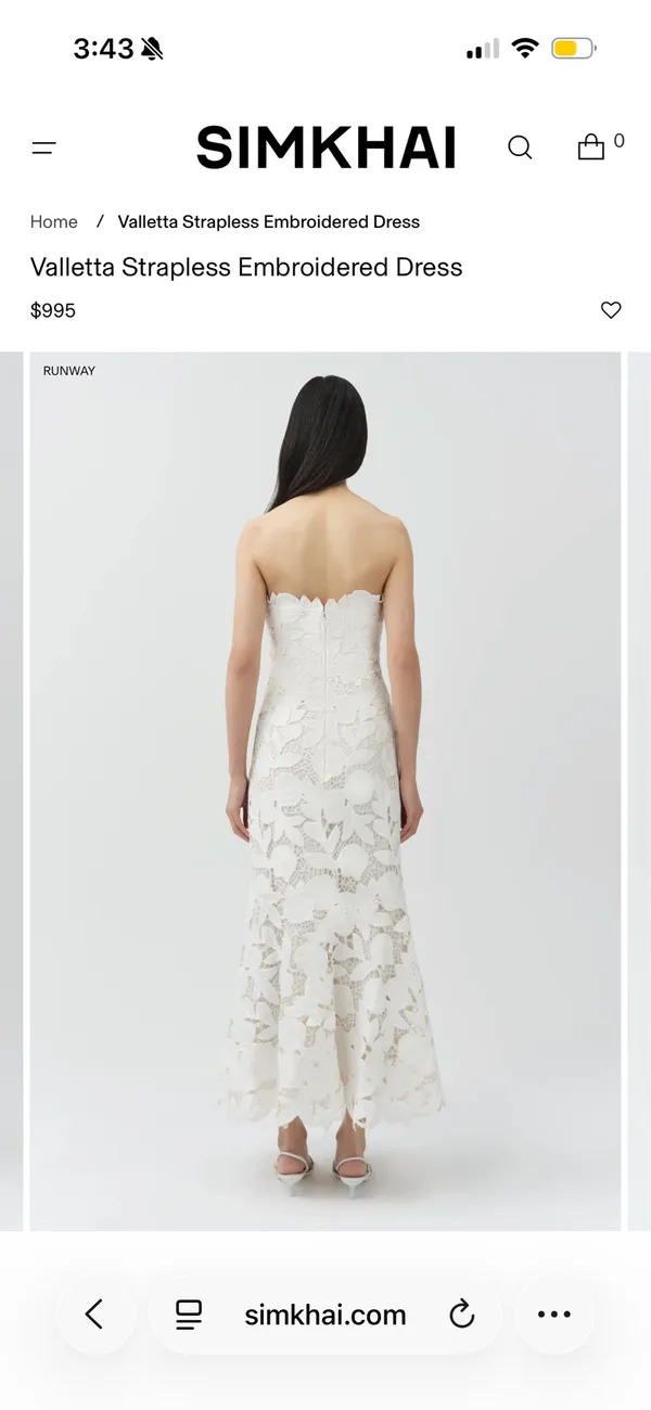 SIMKHAI Valletta Strapless Embroidered White Dress - Image 2