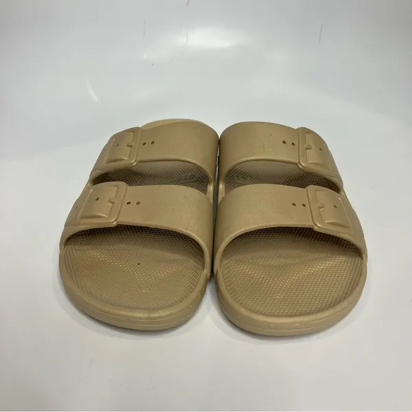 Freedom Moses sandals 2‎ strap slides slip on tan size 10-10.5 - Image 3