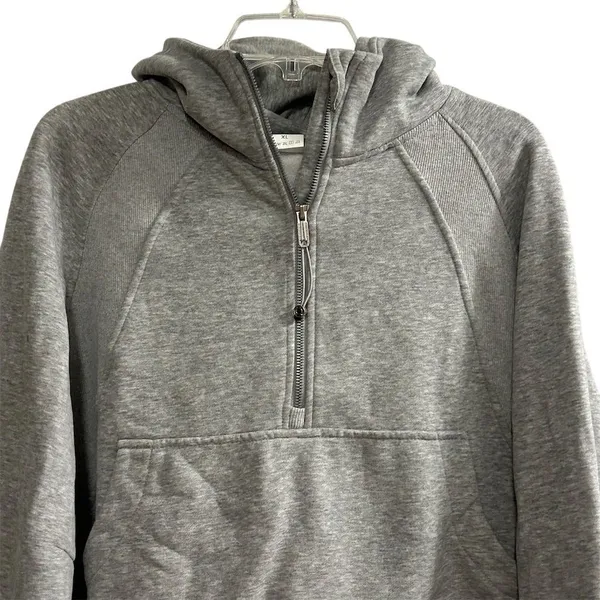 Trendy Queen Women's XL Gray Cropped Fleece Lined Half‎ Zip Hoodie - Image 4