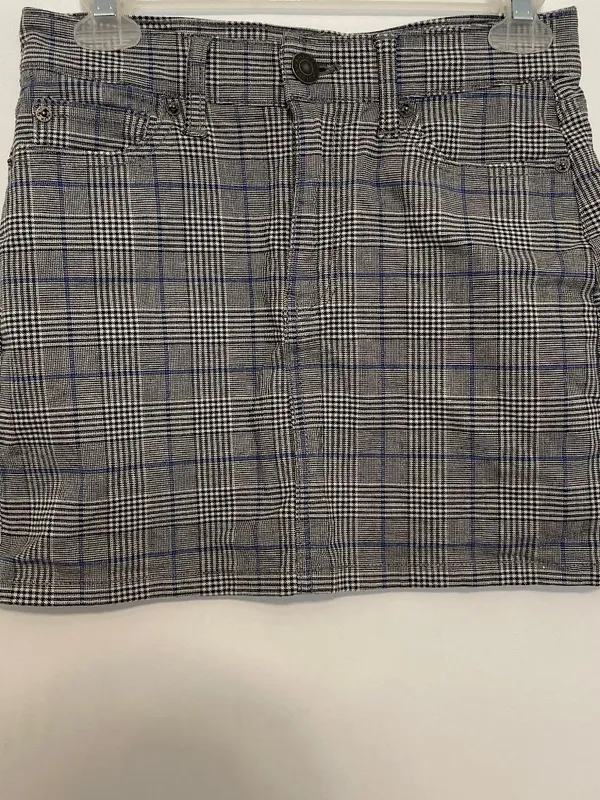 AMERICAN EAGLE Super Stretch Hi-Rise Mini Skirt Gray Black Plaid High Waisted 00 - Image 8