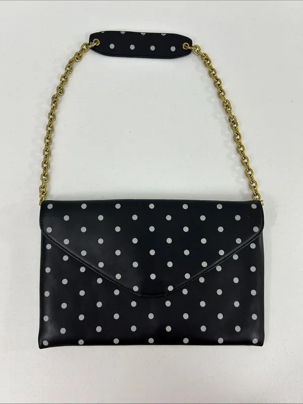 J. Crew Invitation Black and White Polka Dot Leather‎ Purse - Image 2