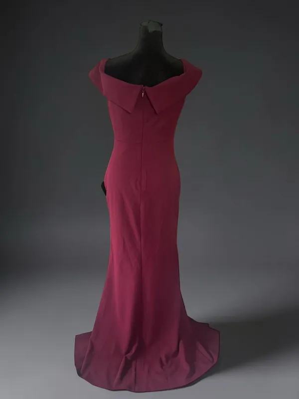 Lulus Burgundy Off Shoulder Knit Maxi Dress S Lined Stretch Zip Polyester - Image 5