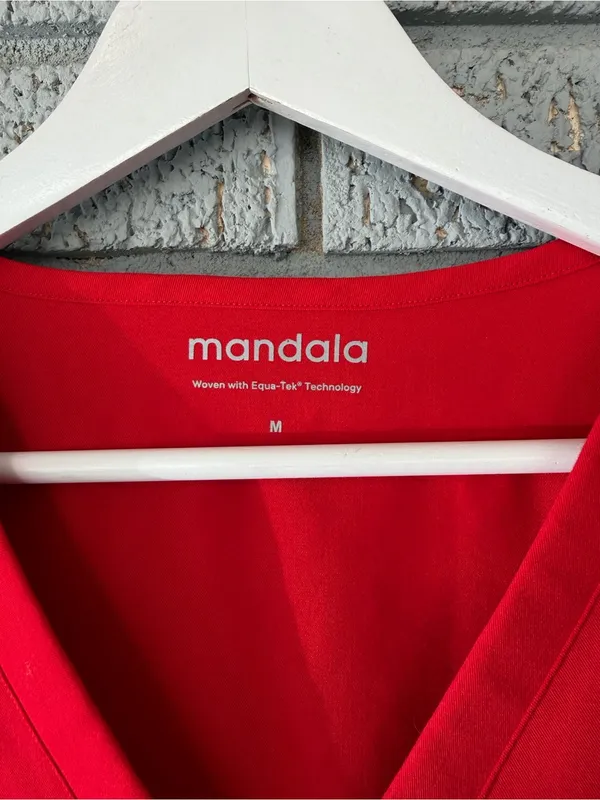 Mandala 6 Pocket Scrub Top Bright Red Women’s Size Medium - Image 3