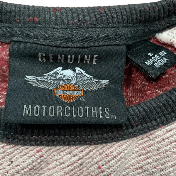 Harley Davidson Cream Red Raglan Sleeve Crewneck Pullover‎ Sweatshirt Size Small - Image 7