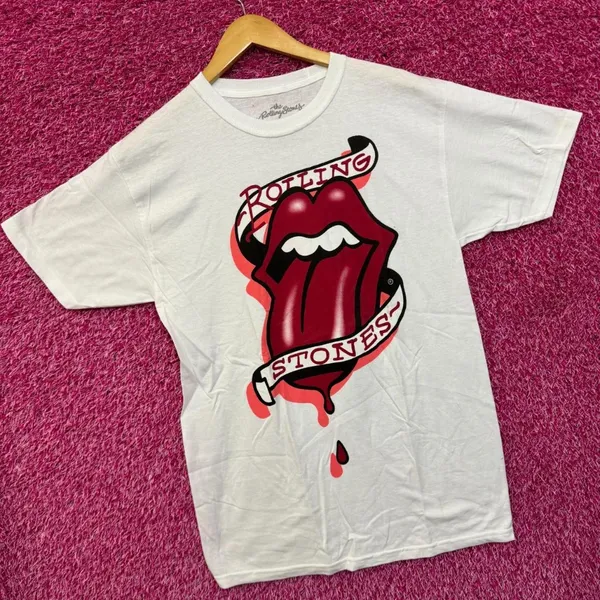 The Rolling Stones Bleeding Hot Lips Tattoo Rock Band Tee M - Image 3