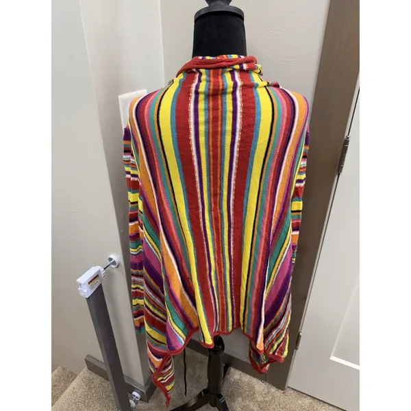 LAUREN RALPH LAUREN Rainbow Serape Blanket Open Front Linen Blend Cardigan OSFM - Image 4