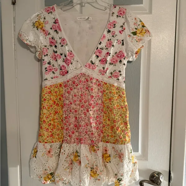 Altar’d State Abby Floral Patchwork V-Neck Dress - Image 2