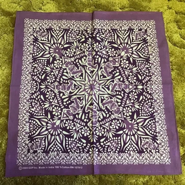 Purple Grateful Dead bears n flowers NWT bandana - Image 5